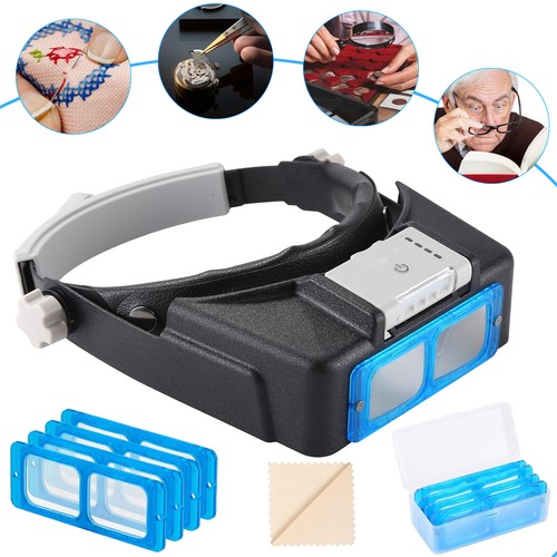 Head magnifying glass with led - head,